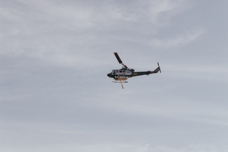 Helicopter against a muted grey-blue sky, Adventure preset