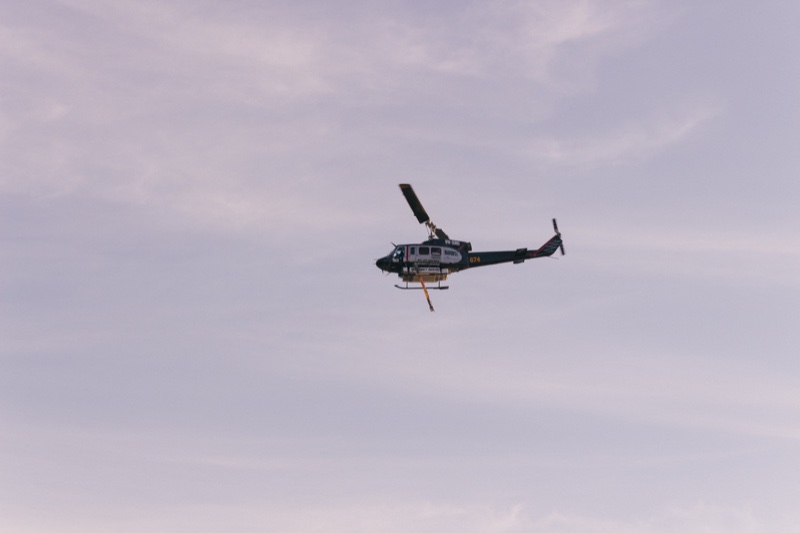 Helicopter against a pale pink-lavender sky, Film preset