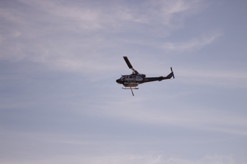 Helicopter beneath a slightly muted blue-violet sky, Natural preset